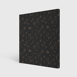 Холст квадратный Паттерн пентаграмма черный, цвет: 3D-принт