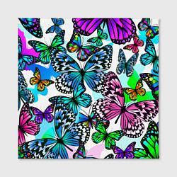 Холст квадратный Рой цветных бабочек, цвет: 3D-принт — фото 2