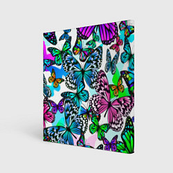 Холст квадратный Рой цветных бабочек, цвет: 3D-принт