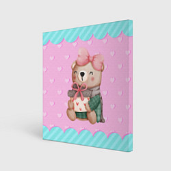 Картина квадратная Мишка с подарками день влюбленных