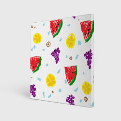 Холст квадратный Пиксельные фрукты, цвет: 3D-принт