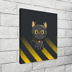 Холст квадратный Черный кот желтые полосы, цвет: 3D-принт — фото 2