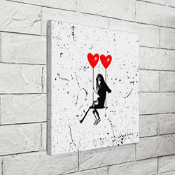 Холст квадратный BANKSY БЭНКСИ девочка на качелях с сердцами, цвет: 3D-принт — фото 2