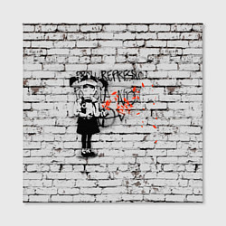 Холст квадратный Banksy Девочка в Противогазе Бэнкси, цвет: 3D-принт — фото 2