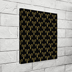 Холст квадратный Золотой овен на черном фоне Паттерн, цвет: 3D-принт — фото 2