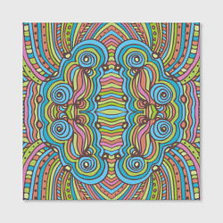 Холст квадратный Абстрактный разноцветный узор Линии, волны, полосы, цвет: 3D-принт — фото 2