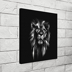 Холст квадратный Голова льва в черно-белом изображении, цвет: 3D-принт — фото 2