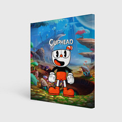 Холст квадратный Cuphead Красная чашечка, цвет: 3D-принт