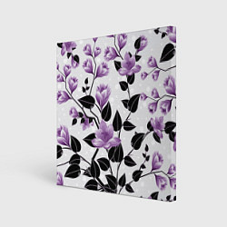 Холст квадратный Распустившиеся фиолетовые цветы, цвет: 3D-принт