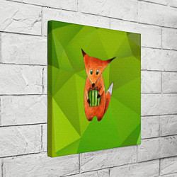 Холст квадратный Лисенок с подарком, цвет: 3D-принт — фото 2