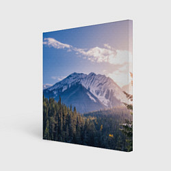 Холст квадратный Горы Лес Солнце, цвет: 3D-принт