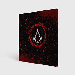 Холст квадратный Символ Assassins Creed и краска вокруг на темном ф, цвет: 3D-принт