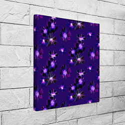 Холст квадратный Цветы Фиолетовые Гибискус На Синем Фоне, цвет: 3D-принт — фото 2