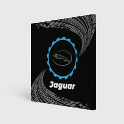 Холст квадратный Jaguar в стиле Top Gear со следами шин на фоне, цвет: 3D-принт