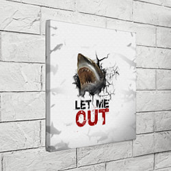 Холст квадратный Акула Let me out - пасть акулы, цвет: 3D-принт — фото 2