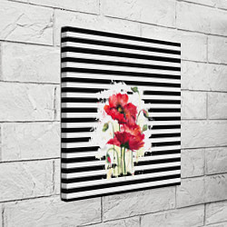 Холст квадратный Red poppies Акварельные цветы, цвет: 3D-принт — фото 2