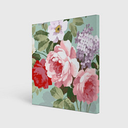 Холст квадратный Букет роз Лето, цвет: 3D-принт