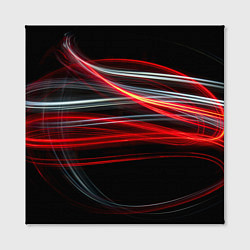Холст квадратный Волнообразные линии неона - Красный, цвет: 3D-принт — фото 2