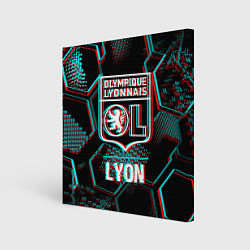 Картина квадратная Lyon FC в стиле Glitch на темном фоне