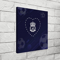 Холст квадратный Лого Liverpool в сердечке на фоне мячей, цвет: 3D-принт — фото 2