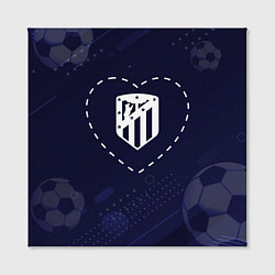 Холст квадратный Лого Atletico Madrid в сердечке на фоне мячей, цвет: 3D-принт — фото 2