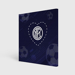 Картина квадратная Лого Inter в сердечке на фоне мячей