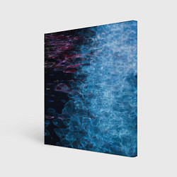 Холст квадратный Неоновые волны на воде - Синий, цвет: 3D-принт