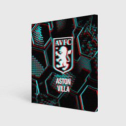 Картина квадратная Aston Villa FC в стиле Glitch на темном фоне