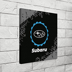 Холст квадратный Subaru в стиле Top Gear со следами шин на фоне, цвет: 3D-принт — фото 2