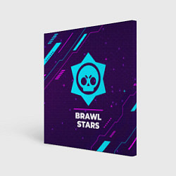 Картина квадратная Символ Brawl Stars в неоновых цветах на темном фон