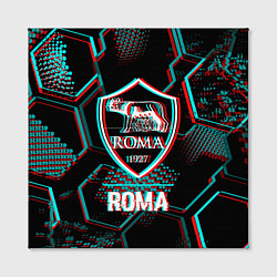 Холст квадратный Roma FC в стиле Glitch на темном фоне, цвет: 3D-принт — фото 2