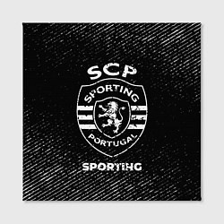 Холст квадратный Sporting с потертостями на темном фоне, цвет: 3D-принт — фото 2
