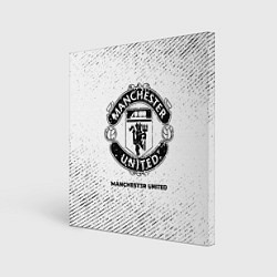 Картина квадратная Manchester United с потертостями на светлом фоне
