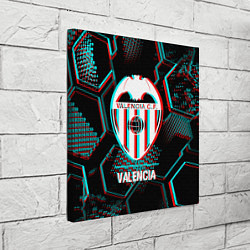 Холст квадратный Valencia FC в стиле glitch на темном фоне, цвет: 3D-принт — фото 2