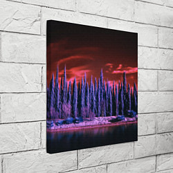 Холст квадратный Абстрактный фиолетовый лес и тёмная река, цвет: 3D-принт — фото 2