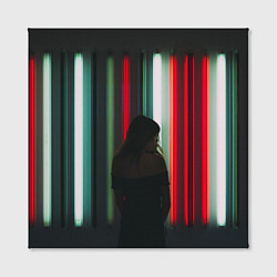 Холст квадратный Неоновые фонари и девушка, цвет: 3D-принт — фото 2