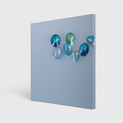 Картина квадратная Драгоценные блестящие камни на сером фоне