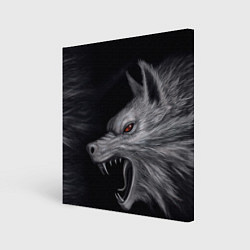 Холст квадратный Агрессивный волк, цвет: 3D-принт