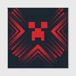 Холст квадратный Красный символ Minecraft на темном фоне со стрелка, цвет: 3D-принт — фото 2
