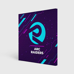 Холст квадратный Символ ARC Raiders в неоновых цветах на темном фон, цвет: 3D-принт