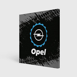 Картина квадратная Opel в стиле Top Gear со следами шин на фоне