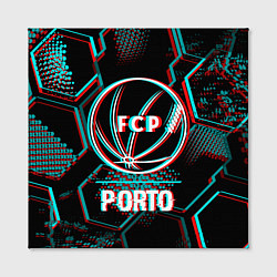 Холст квадратный Porto FC в стиле glitch на темном фоне, цвет: 3D-принт — фото 2