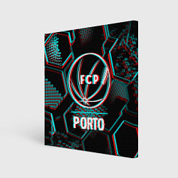 Картина квадратная Porto FC в стиле glitch на темном фоне