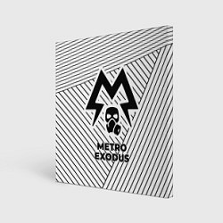 Картина квадратная Символ Metro Exodus на светлом фоне с полосами