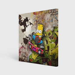Картина квадратная Скейтбордист Барт Симпсон на фоне граффити