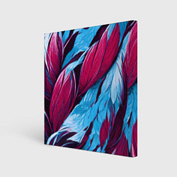 Холст квадратный Яркие экзотические перья, цвет: 3D-принт