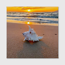 Холст квадратный Ракушка на песочном берегу тихого океана, цвет: 3D-принт — фото 2