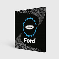 Картина квадратная Ford в стиле Top Gear со следами шин на фоне