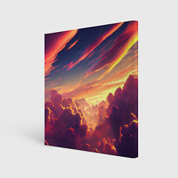 Холст квадратный Закатное солнце в облаках, цвет: 3D-принт