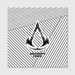 Холст квадратный Символ Assassins Creed на светлом фоне с полосами, цвет: 3D-принт — фото 2